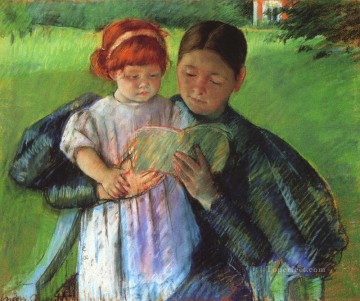 母親の子供たちを読む看護師メアリー・カサット Oil Paintings